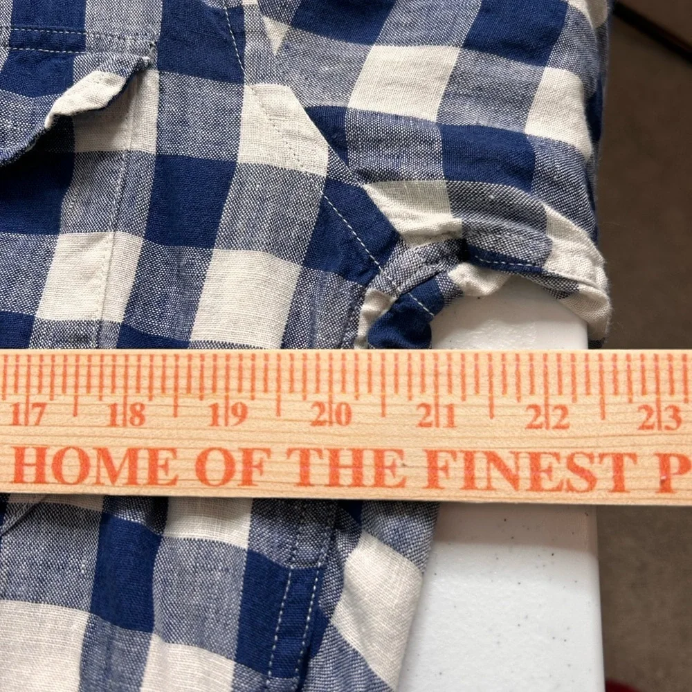 J. Crew Baird McNutt Irish Linen Shirt Sz M Buffalo Plaid Beach Coastal Resort